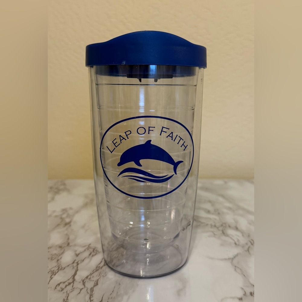 Leap of Faith Clear Tumbler with Blue Lid